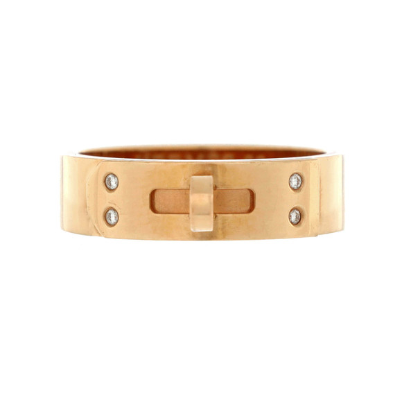 Hermes PM Kelly Ring 18K Rose Gold with Diamonds - Picture 1 of 3